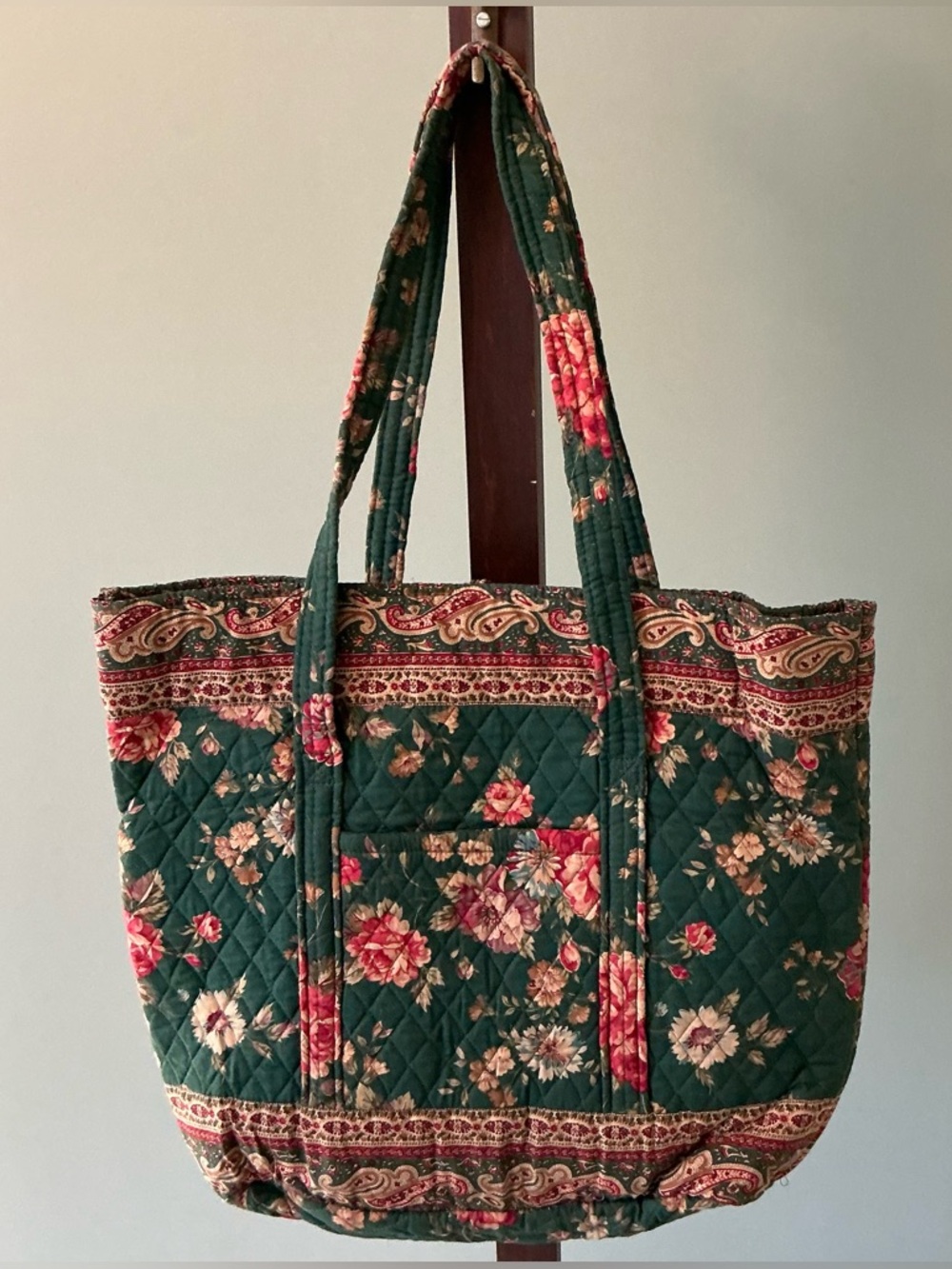 Vintage 1980s VERA BRADLEY Indiana Greenbriar 18x16" Button Tote Bag Floral - Picture 6 of 14